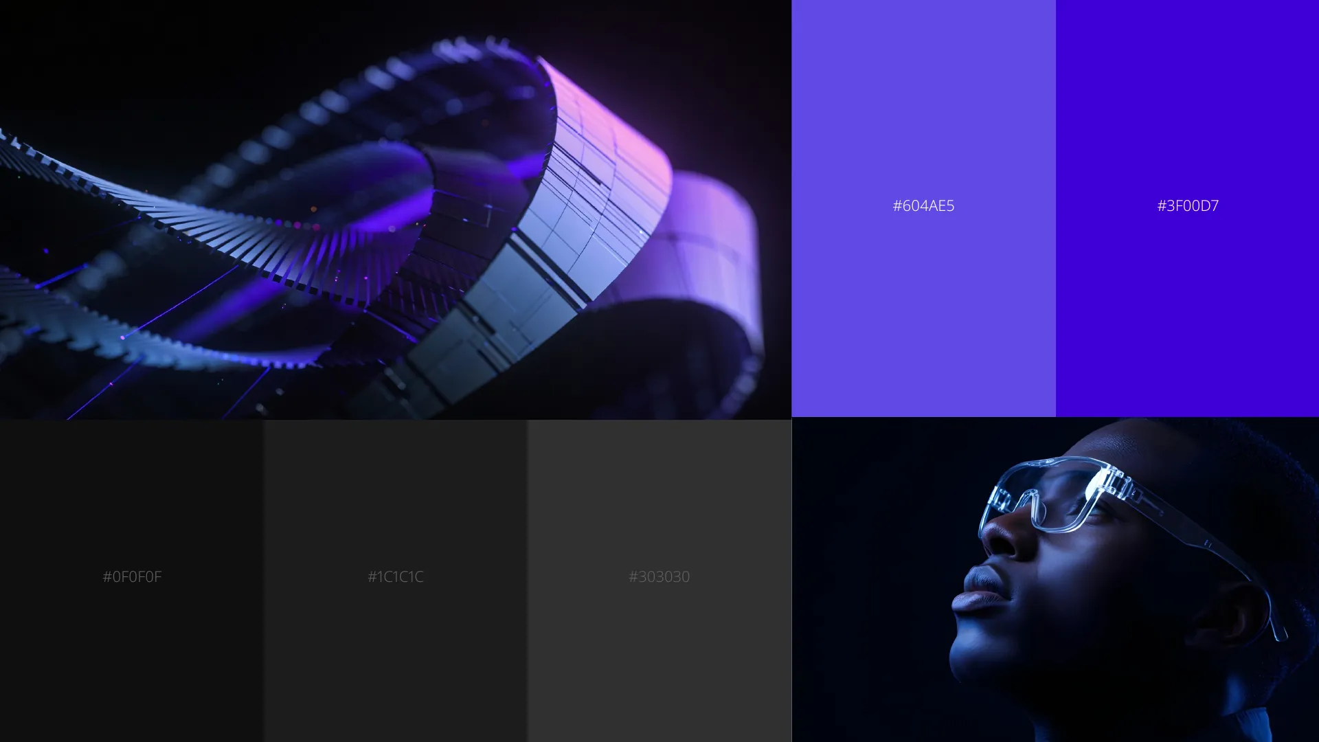 Universo visual da JustiSecure em violeta e preto