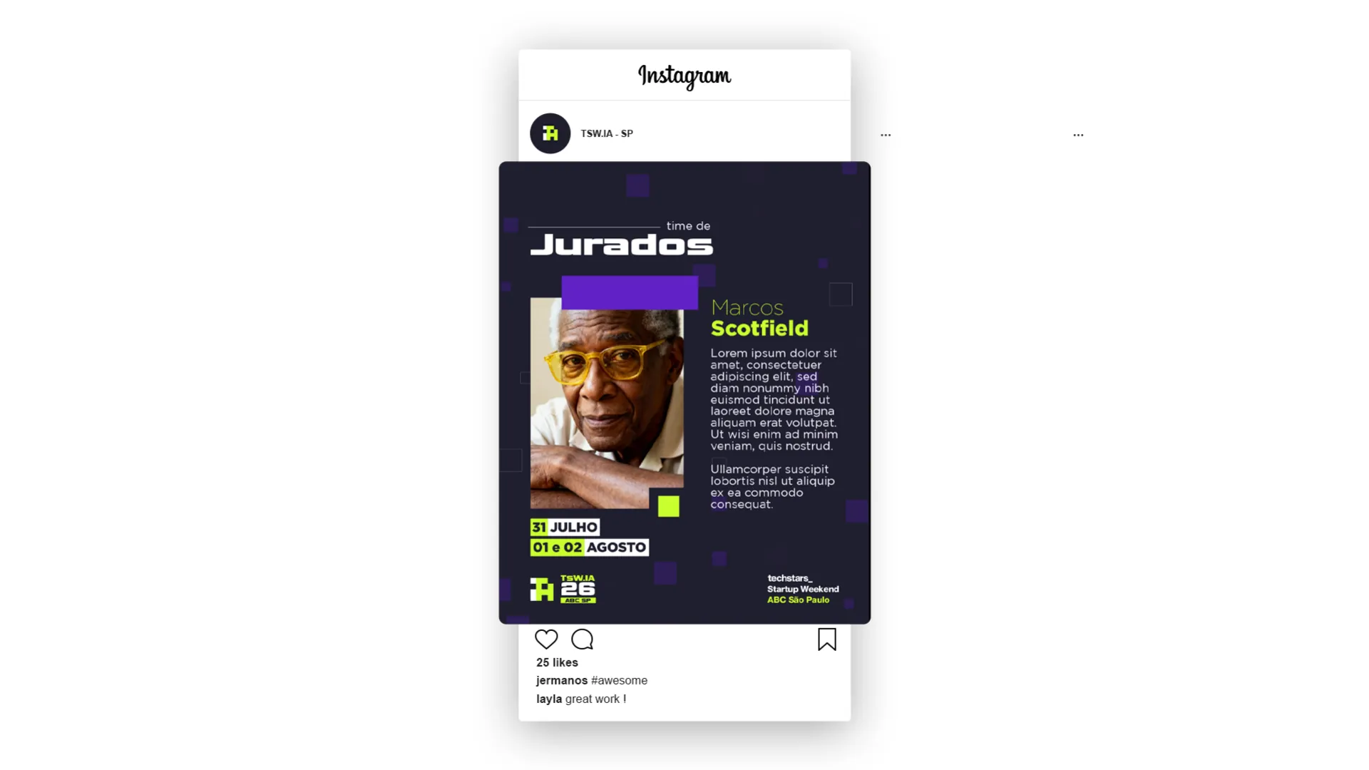 Post de apresentação dos jurados