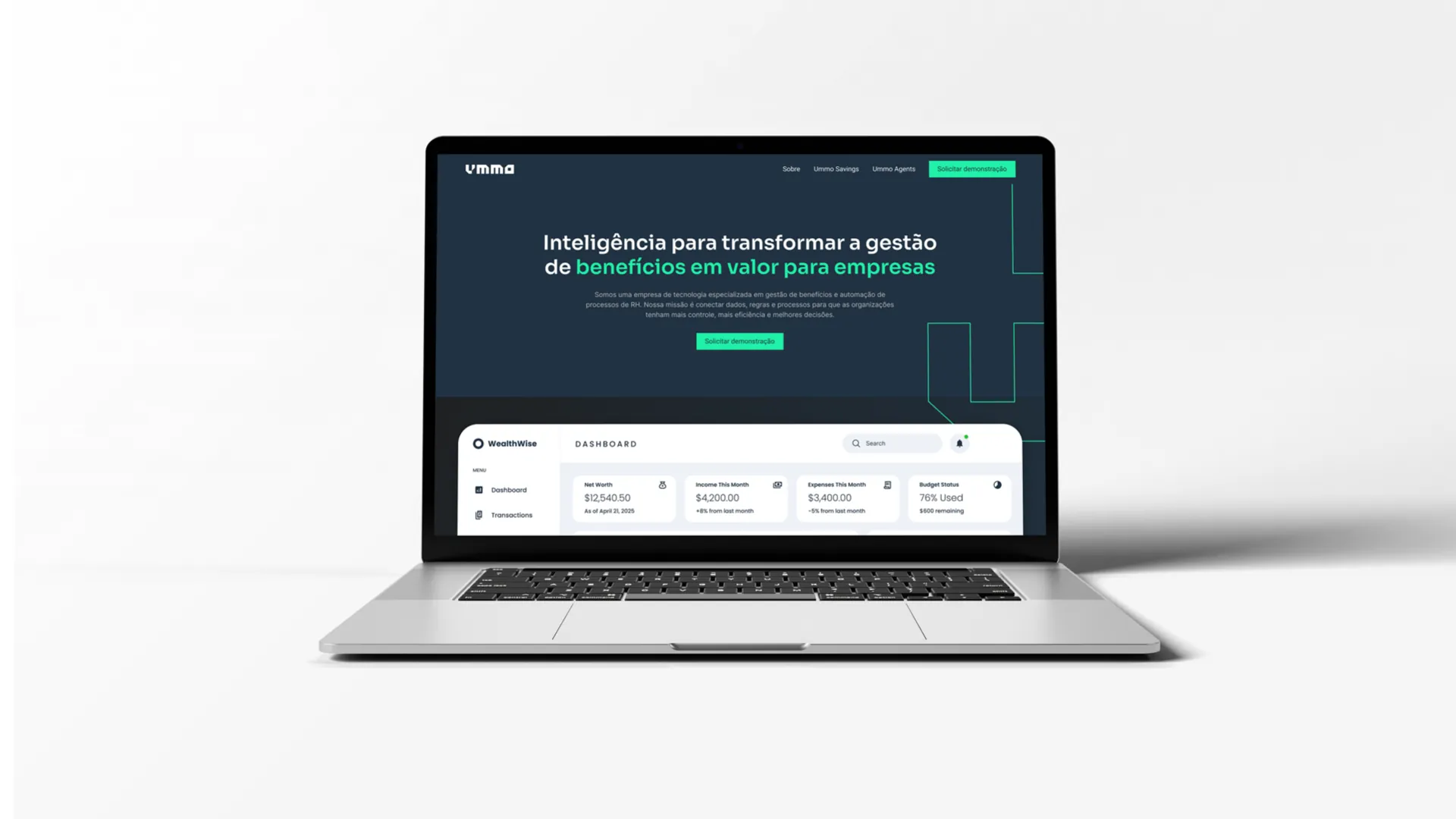 Site da Ummo em notebook